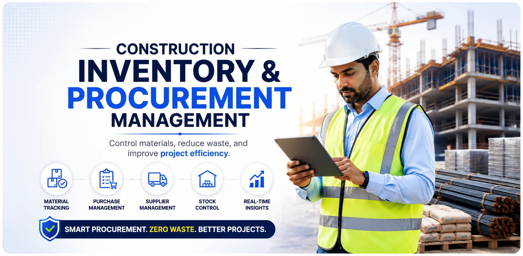 Construction inventory and procurement management — control materials, reduce waste, and improve project efficiency with biCanvas ERP.
